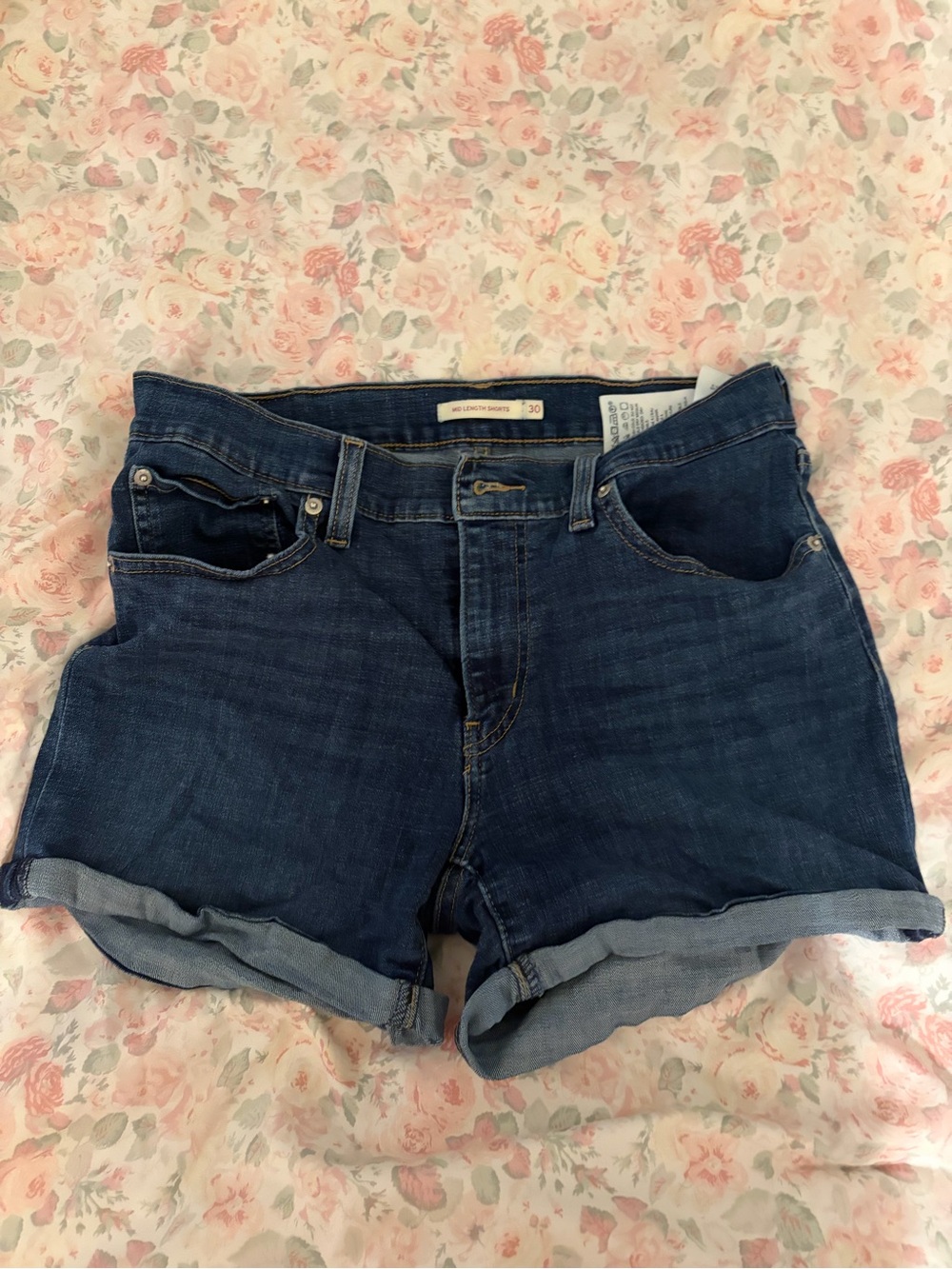 Denim Roll-Cuff Women’s Shorts - Dark Blue